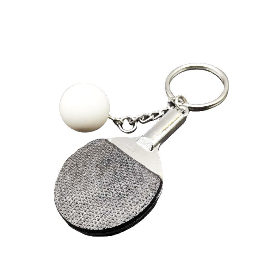 wholesale Metal Mini Real Table Tennis Racket Keychain